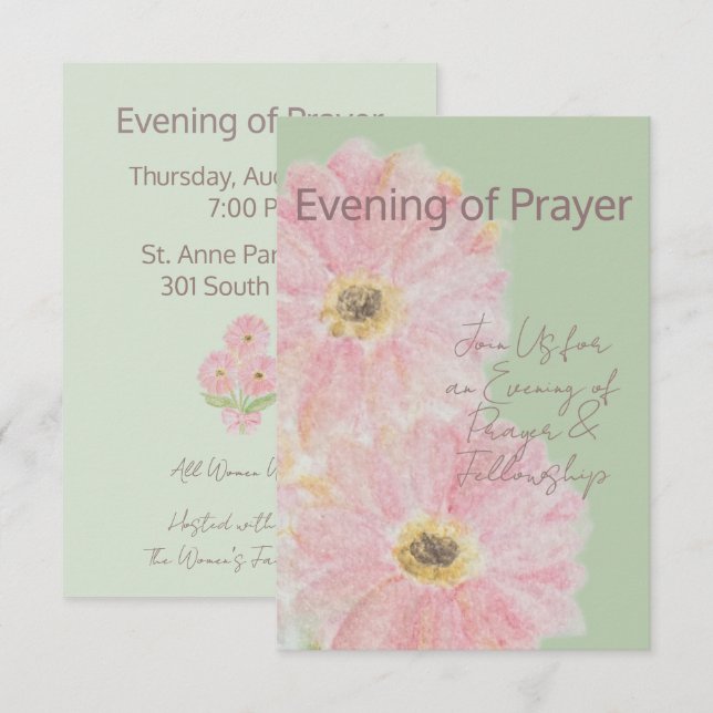 Tarde de Oración | Invitación plana de margarita G (Anverso / Reverso)