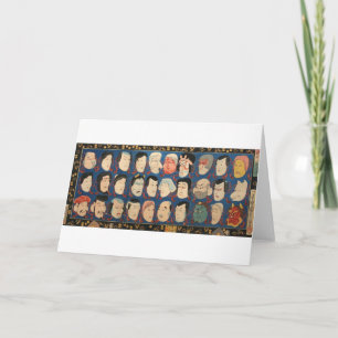 Tarjeta 三十のお面, máscaras del 国芳 30, Kuniyoshi, Ukiyo-e