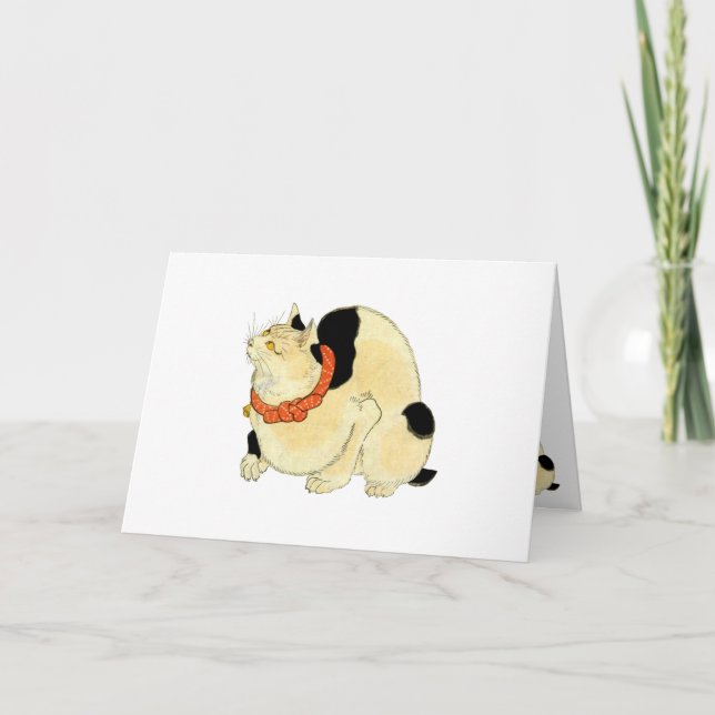 Tarjeta 日本猫, gato japonés del 国芳, Kuniyoshi, Ukiyo-e (Anverso)