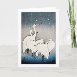 Tarjeta 白鷺の群れ, grupo de Egrets, Ohara Koson, grabar en