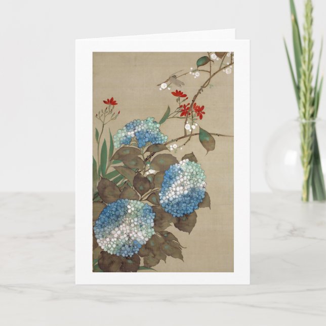 Tarjeta 紫陽花, Hydrangea del 抱一, Hōitsu (Anverso)