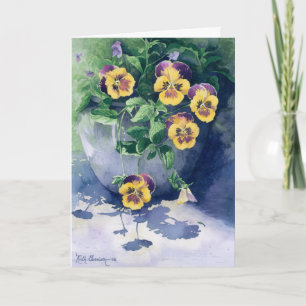 Tarjeta 0011 Pansies in Planter Sympathy Card