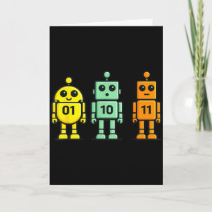 Tarjeta 01 10 11 robot divertido código binario robots 01