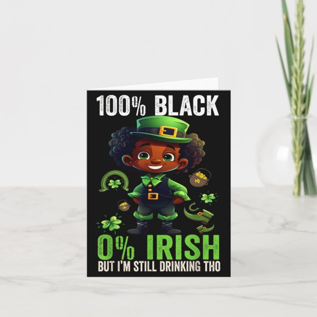 Tarjeta 0% Irish 100% Black -funny St. Patricks Day Black  (Anverso)