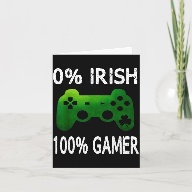 Tarjeta 0% Irish 100% Gamer Funny St Patricks Day Video Ga (Anverso)
