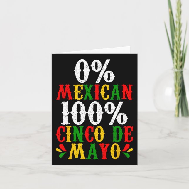 Tarjeta 0% mexicano 100% Cinco De Mayo Funny Fiesta Fiesta (Anverso)