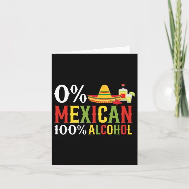 Tarjeta 0% mexicano 100% Tequila Sombrero Cinco De (Anverso)