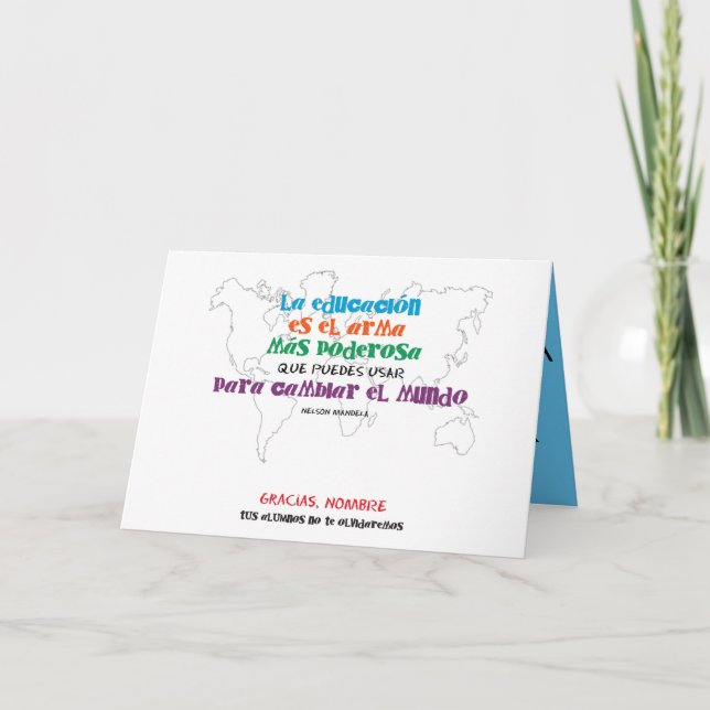 Tarjeta 1º dame nombres. La educación cambia el mundo.  (Anverso)