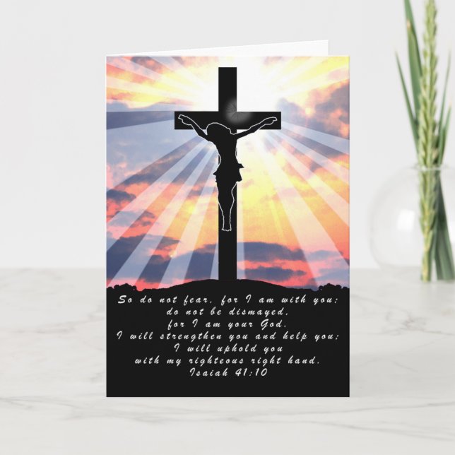 Tarjeta 10015 Biblia Verse Isaiah 41:10 Cruz de Cristo (Anverso)