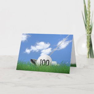 Tarjeta 100.ª bola de golf en césped