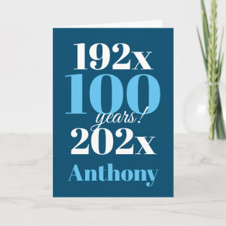 Tarjeta 100.ª tipografía azul de cumpleaños