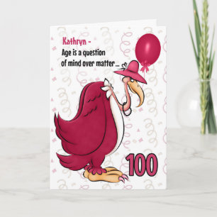 Tarjeta 100.º Buzzard rosa de cumpleaños gracioso con nomb