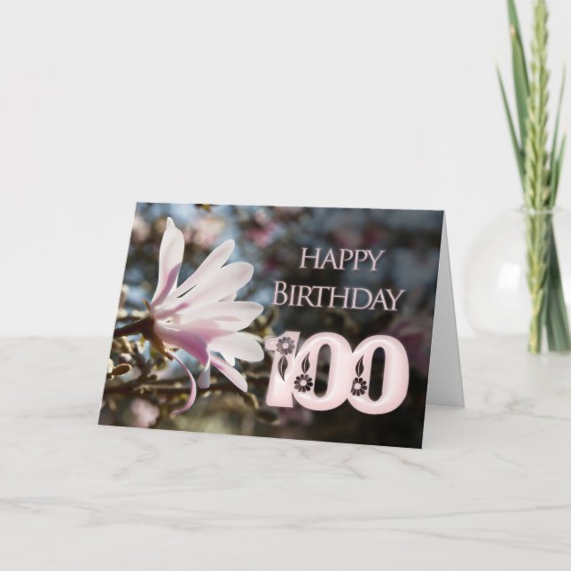 Tarjeta 100.º cumpleaños con magnolia (Anverso)