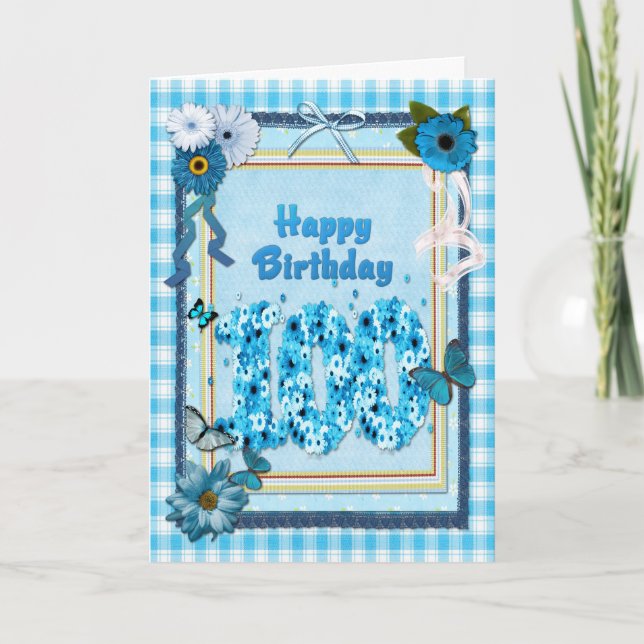 Tarjeta 100.º cumpleaños con un efecto scrapbook (Anverso)