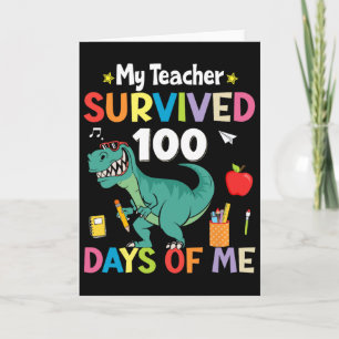 Tarjeta 100.º día de escuela Mi maestro sobrevivió 100 día