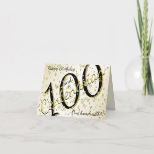 Tarjeta 100 años Centenario cumpleaños Black/Gold Textos