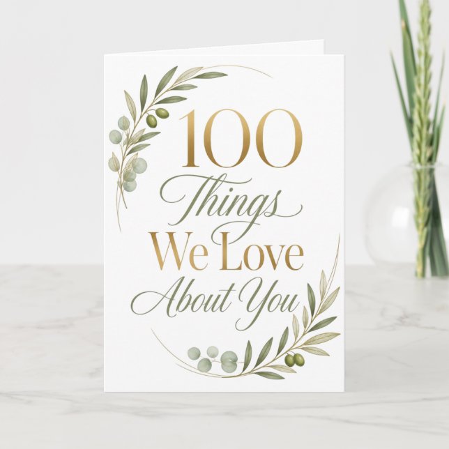 Tarjeta 100 cosas que amamos de ti (Anverso)
