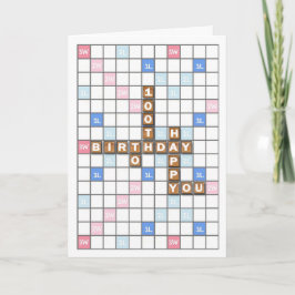 Tarjeta 100° cumpleaños, tabla de juegos de palabras