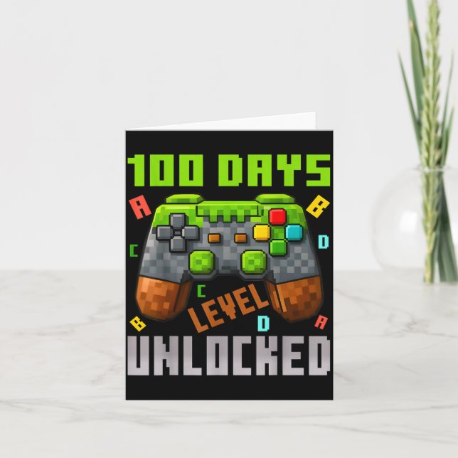 Tarjeta 100 Days Level Unlocked Gaming 100 Days Of School  (Anverso)