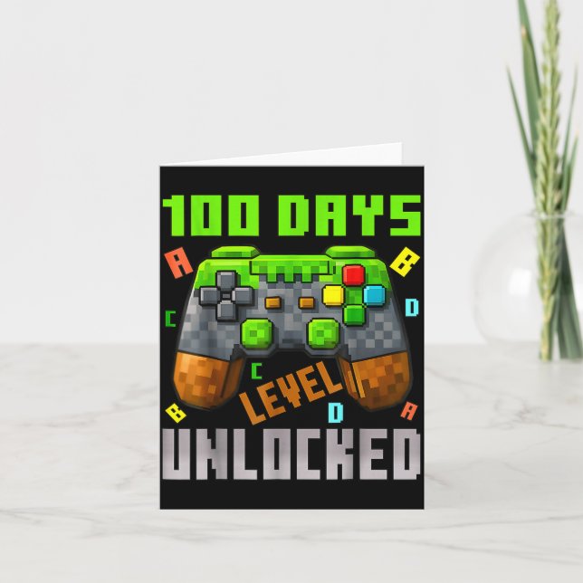 Tarjeta 100 Days Level Unlocked Gaming 100 Days Of School  (Anverso)