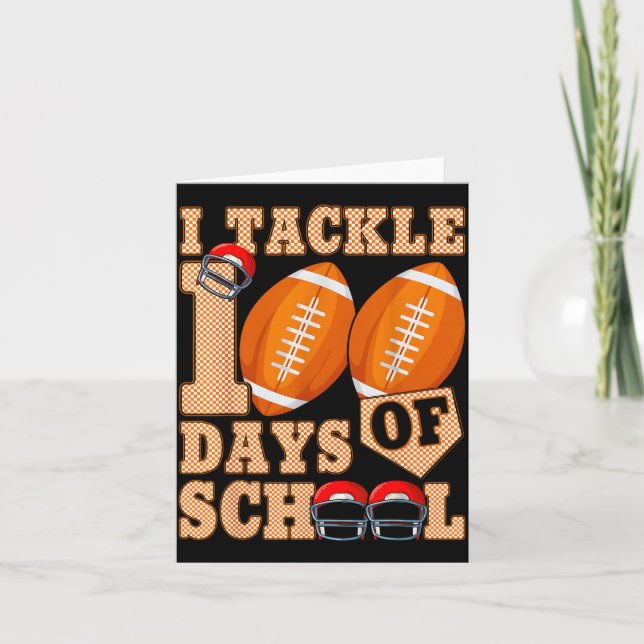 Tarjeta 100 Days Of School Boys 100th Day Of School Footba (Anverso)