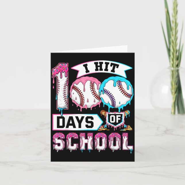 Tarjeta 100 Days Of School Boys Baseball Drip 100th Day Ki (Anverso)