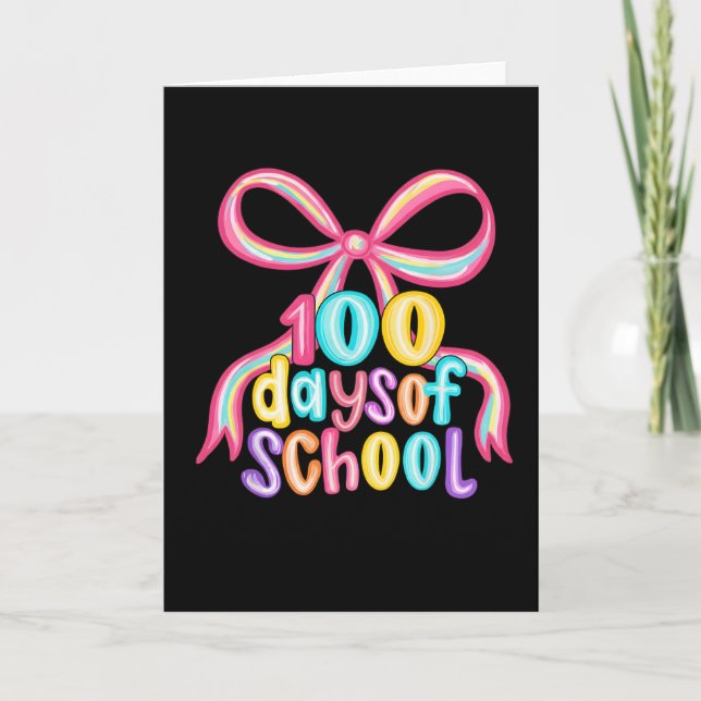 Tarjeta 100 Days of School Leopard Bow Pencil  (Anverso)