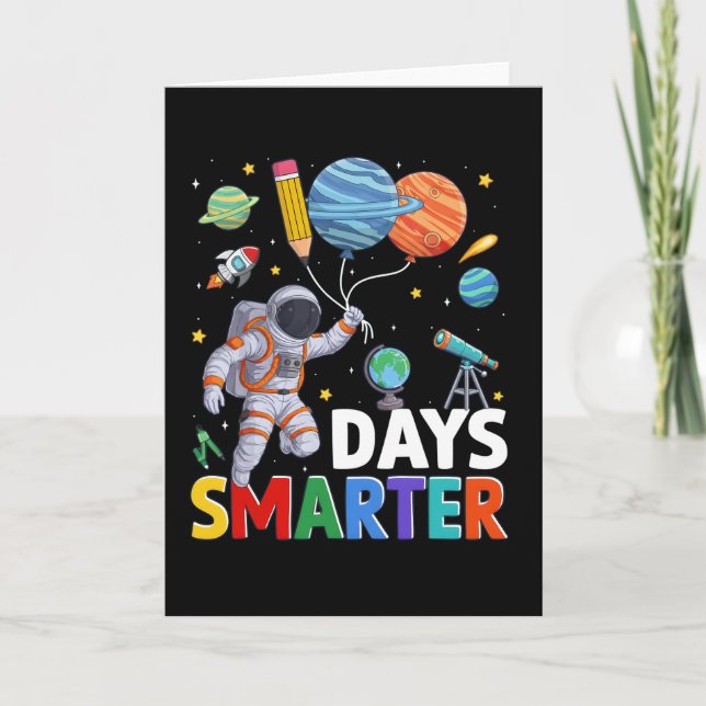 Tarjeta 100 Days of School Smarter Astronaut Space (Anverso)
