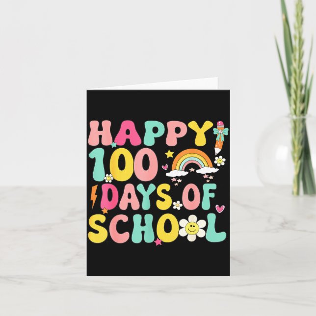 Tarjeta 100 Days Of School Teacher Kids Happy 100th Day Of (Anverso)
