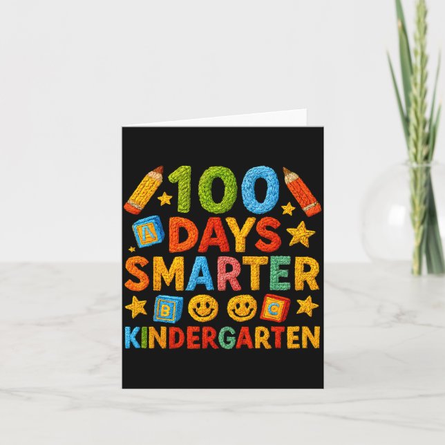 Tarjeta 100 Days Smarter Kindergarten Milestone School Ach (Anverso)