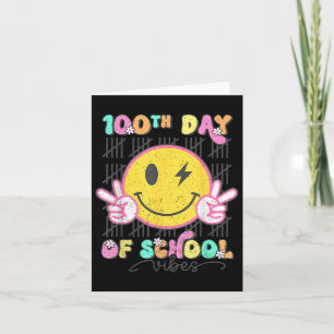 Tarjeta 100° Día De Colegio Vibes Cute Groovy 100 Días De