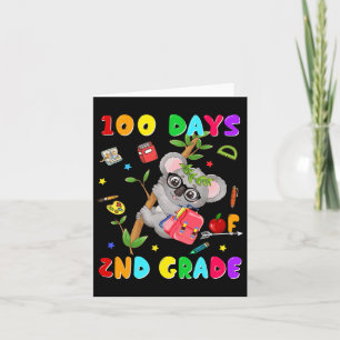 Tarjeta 100° Día de la Escuela 2º Grado Koala Feliz 100 dí