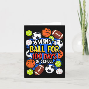 Tarjeta 100° Día De La Escuela Bas De Fútbol De Baloncesto