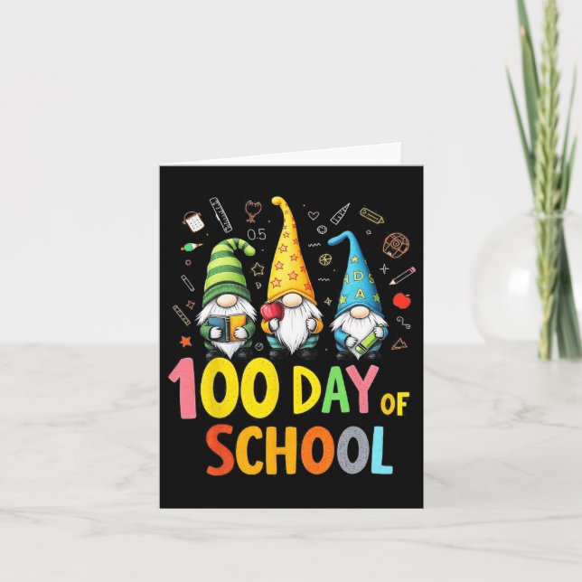 Tarjeta 100° Día De La Escuela Gnome Profesores Divertidos (Anverso)