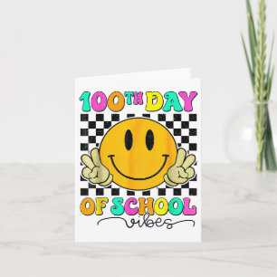 Tarjeta 100° Día De La Escuela Vibes Cute Sonrisa Cara 100