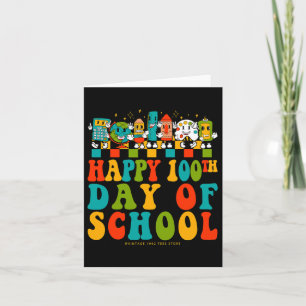 Tarjeta 100° Día De Maestros Estudiantes Niños Groovy Hi