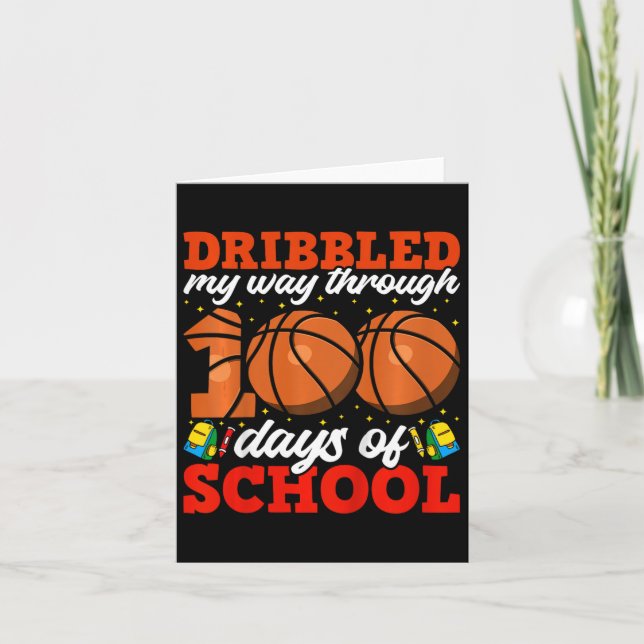 Tarjeta 100° Día De Niños Escolares Baloncesto 100 Días De (Anverso)