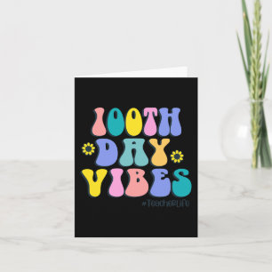 Tarjeta 100° Día del Colegio Vibes Maestro Retro Feliz 100