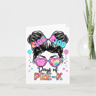 Tarjeta 100 días Chicas más inteligentes desordenados Bun 