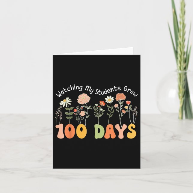 Tarjeta 100 días cultivando flores de boho (Anverso)