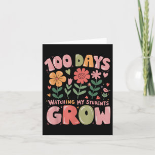 Tarjeta 100 días cultivando flores retro