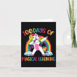 Tarjeta 100 Días De Aprendizaje Mágico Dabbing Unicornio C