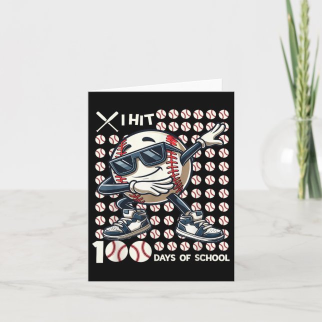 Tarjeta 100 Días De Bate De Béisbol Escolar 100º Día De (Anverso)