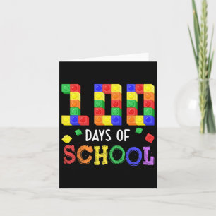 Tarjeta 100 días de bloqueo escolar construir ladrillo par