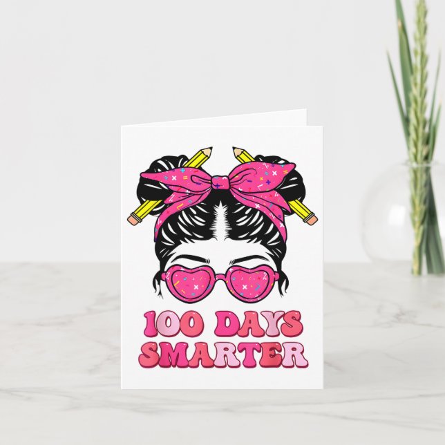 Tarjeta 100 Días De Bollos De Pelo Escolar 100 Días Más In (Anverso)