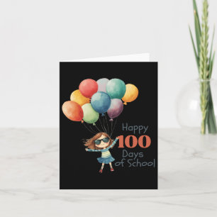 Tarjeta 100 días de celebración escolar para Chicas y a