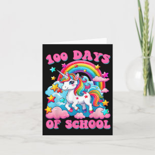Tarjeta 100 días de Chicas de unicornio en la escuela