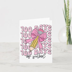 Tarjeta 100 días de Chicas escolares Coquette Bow 100 días