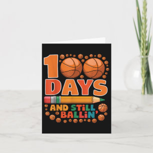 Tarjeta 100 días de clases 100 días de básquetbol escolar
