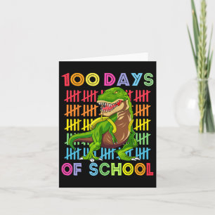 Tarjeta 100 días de clases Dino niños felices 100 días Din